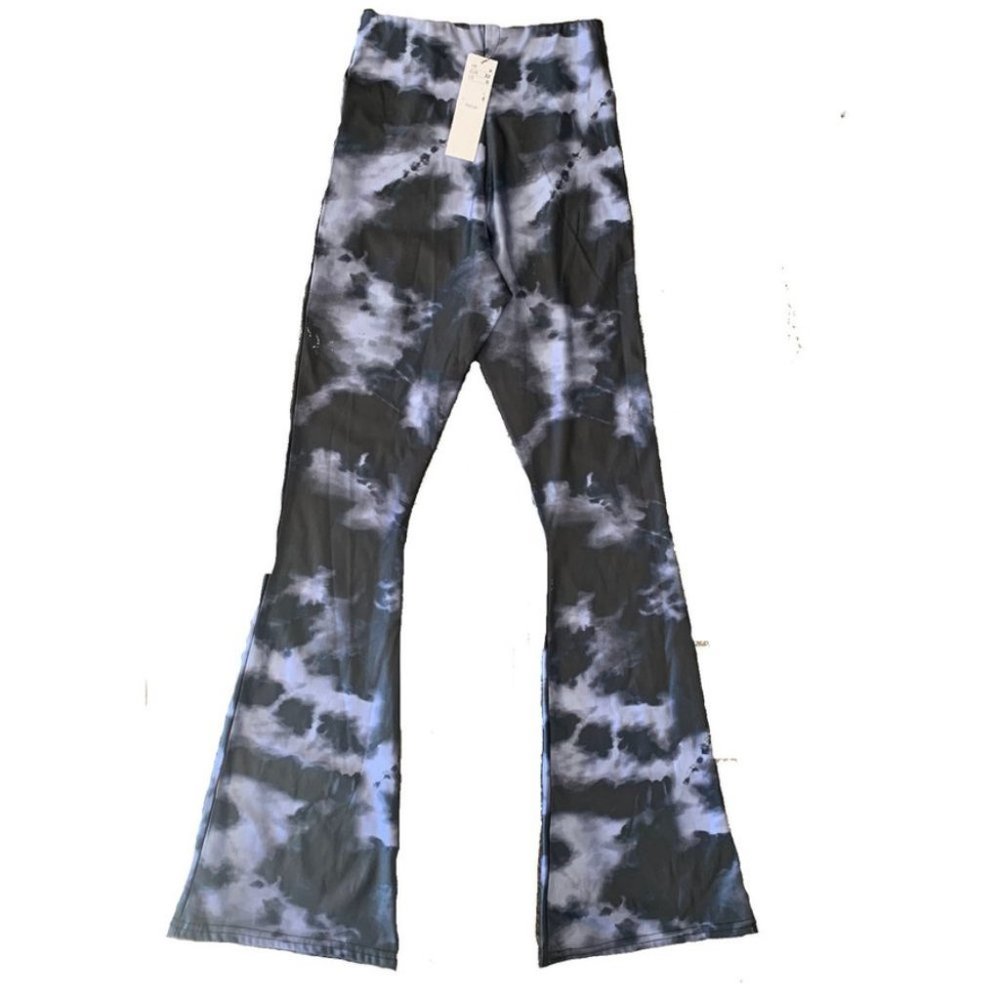 Topshop New w/Tags Tie-dyed Textured Satin Flared Pull On Hi-Rise Leggin…